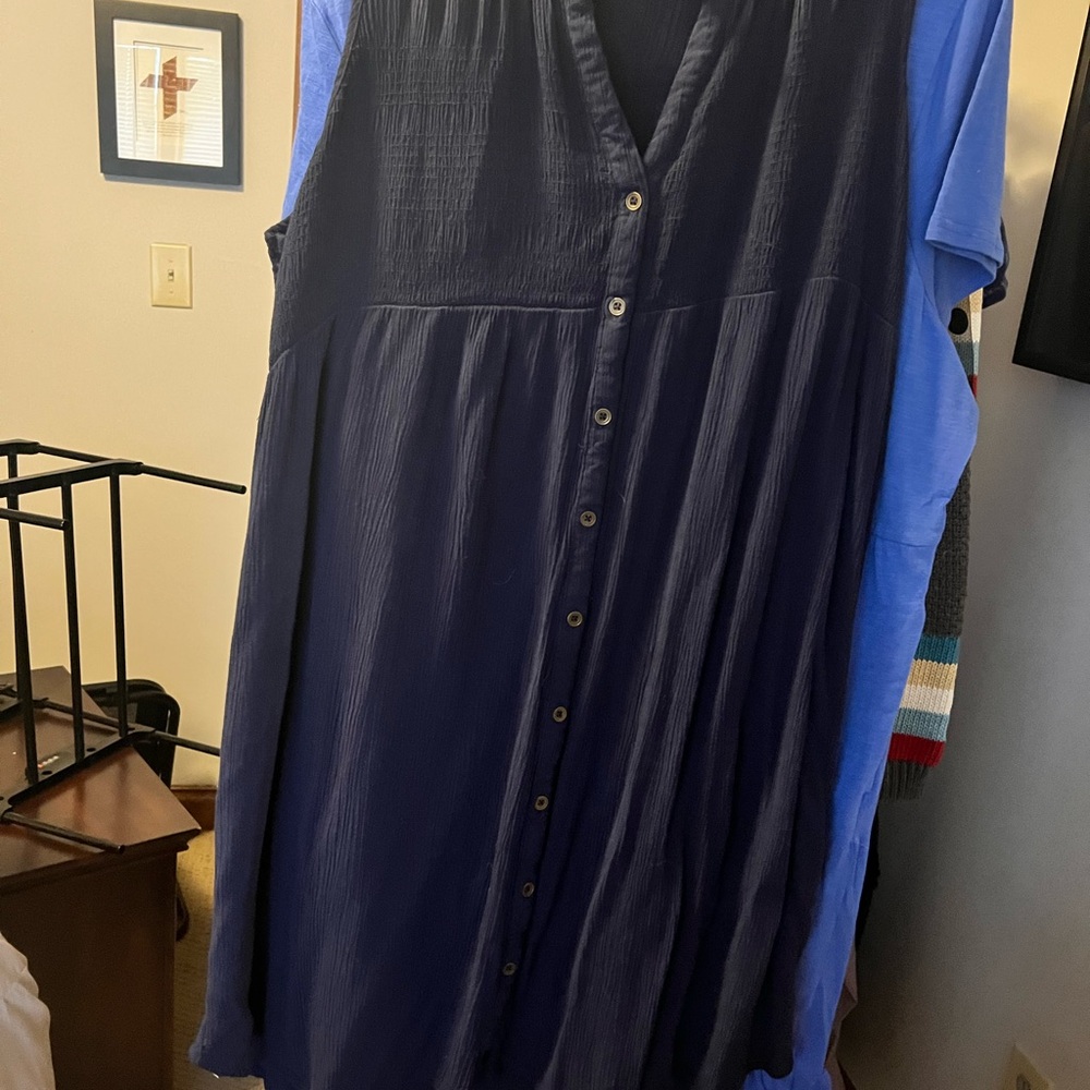Navy Button-Down Dress